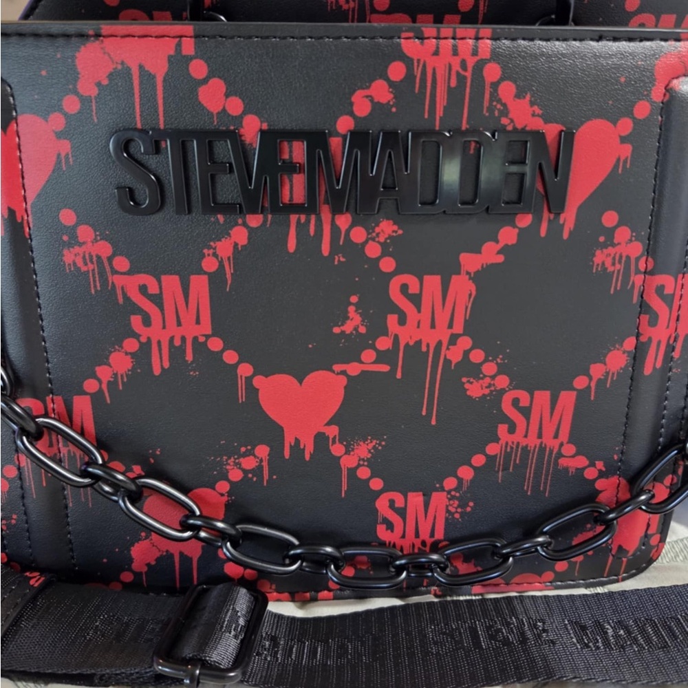 Steve Madden Black & Red Halloween Hearts Bag NWOT